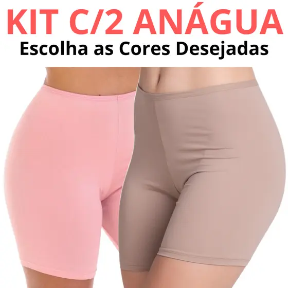 KIT 2 Short Bermuda Anágua Liso Segunda Pele Feminina Basica