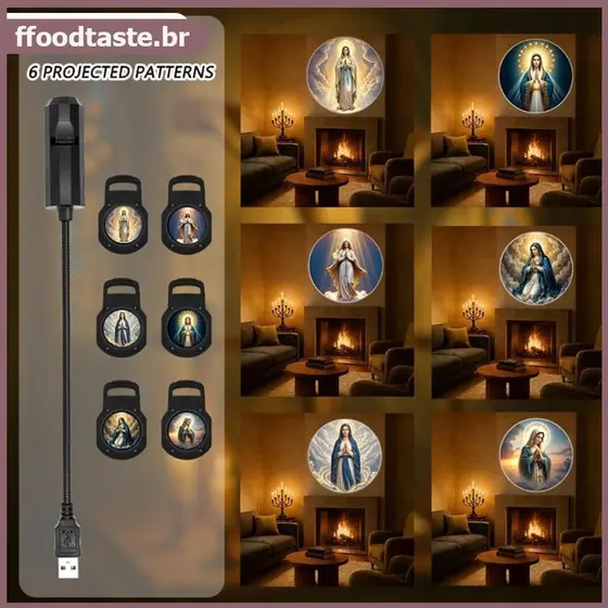 Luz De Projeção USB Com Tema De Personagem Religioso FFOOD Doze Padrões Para Decoração De Quarto