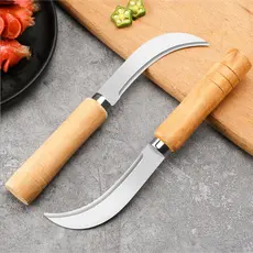 Faca curva pequena de aço inoxidável, faca para banana, foice pequena, cortador de vegetais e frutas, ferramenta para co