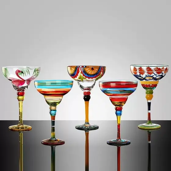 [Loja venda quente] copo de vinho pintado Margarita vidro de cristal pintado à mão copo de coquetel Ellie taça doméstica