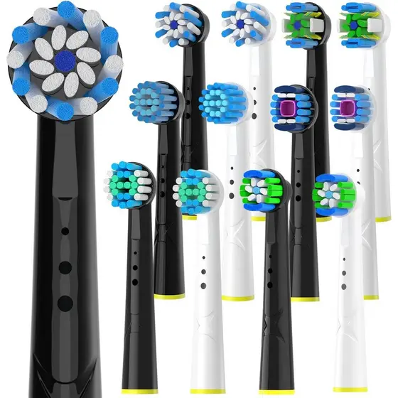 Cabeças de Escova de Dentes de Reposição Compatíveis com Escova de Dentes Elétrica Oral B, 6 Modelos - Pretos, 6 Modelos