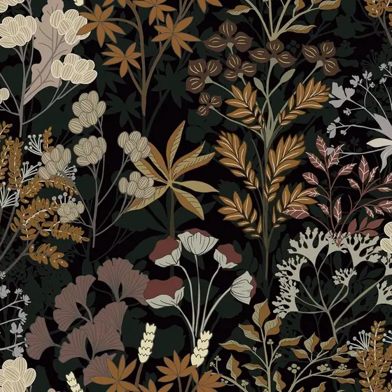 Papel de Parede Adesivo GloryTik, Papel de Parede Floral Vintage, Papel Adesivo Preto Removível e Autoadesivo para Banhe
