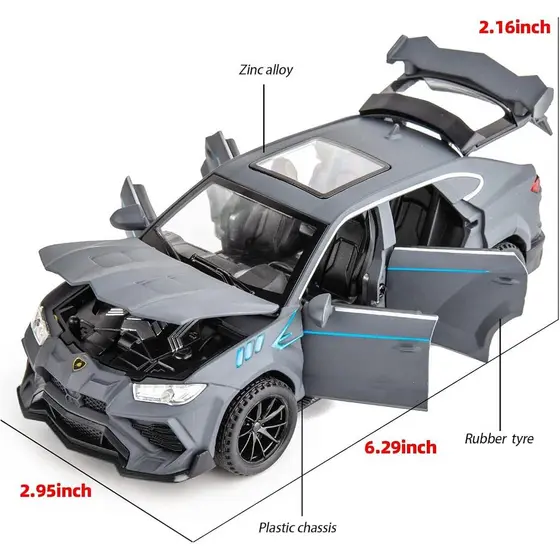 Compatível com o modelo de carro 1/32 Lambo Urus, carro de brinquedo colecionável com luz e som, veículo de brinquedo pa