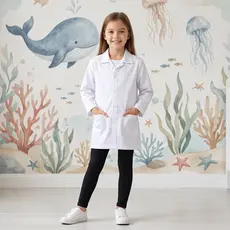 Jaleco Infantil Unissex Oxford Branco Manga Longa