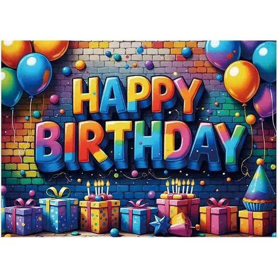 Faixa de Fundo de Feliz Aniversário para Meninos e Meninas, Decorações Coloridas para Festa de Aniversário, Toalha de Me