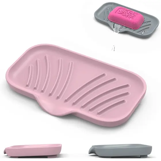 Conjunto de 2 Suportes para Sabão com Drenagem - Porta-Sabão e Esponja com Drenagem Automática para Organização de Pia d