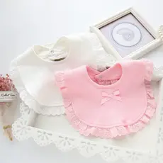 Babador de Algodão com Laço para Meninas, Impermeável