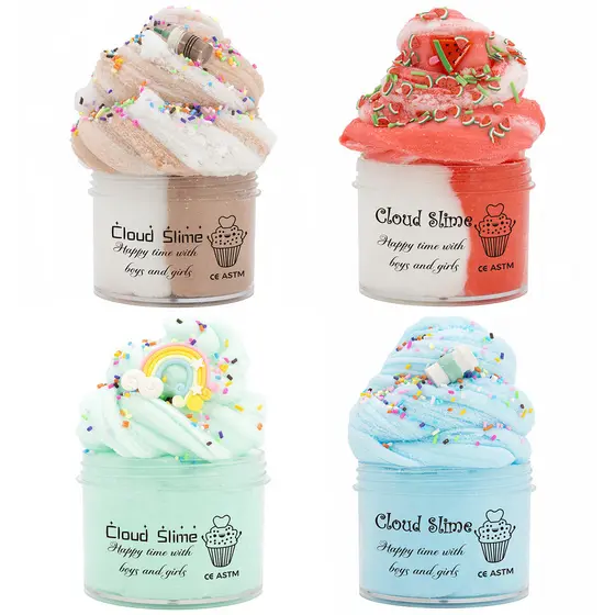 Slime em Forma de Sorvete Cloud Slime para Crianças, Brinquedo de Artesanato DIY para Alívio do Estresse 70ml