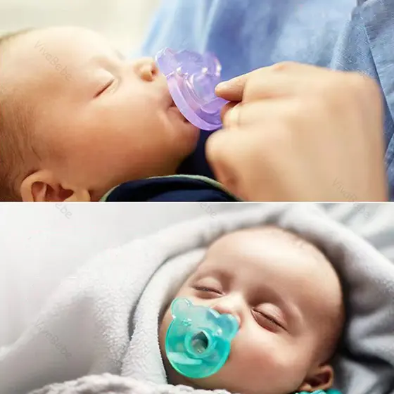 Chupeta redonda transparente de silicone em cores de doces, Bonita para bebês + Estojo/Cadeia sem BPA