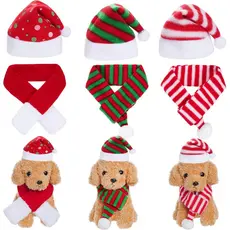 Conjunto de 6 Peças de Fantasia de Natal para Gato e Cachorro com Chapéu de Papai Noel e Cachecol, Acessórios para Festa