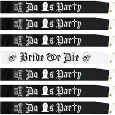 7 Pcs Bride or Die Bachelorette Party Decorations, White Bride or Die Sash and Black Till Death Do Us Sashes for Hen Par