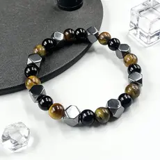 [Estoque pronto] Pulseira de pedra Natural de pedra biliar preta obsidiana olho de tigre estilo pronto estoque WJG