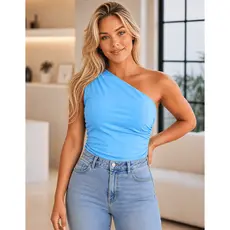 Body Feminino Suplex Um Ombro Só Mula Manca Plissado Com Forro Regata Tendência Moda Premium Bodi