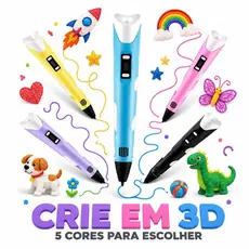 Caneta Impressora 3D LCD PLA 1,75mm Infantil Desenho 3D Brinquedo Criativo DIY Presente Aniversário Criança