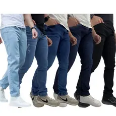 Kit Com 5 Calças Jeans Masculina Slim Fit Premium Lycra Full