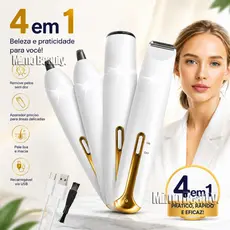 Depilador Elétrico Feminino 4 em 1 Barbeador Aparador de Pelos Corporais Nariz e Sobrancelhas Recarregável