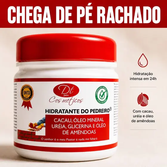 Creme de Pedreiro Para os Pés Com Rachaduras Mãos e Cotovelos Ressecados Super Hidratante 240ml
