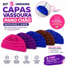 Kit 5 Capas Vassoura Pano Chão Reutilizável Lavável Limpeza Casa Cozinha Banheiro