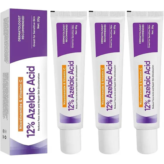3 unidades de Creme Facial com 12% de Ácido Azelaico, Creme Sérum 12%, Com Niacinamida, Vitamina C e Ácido Hialurônico,