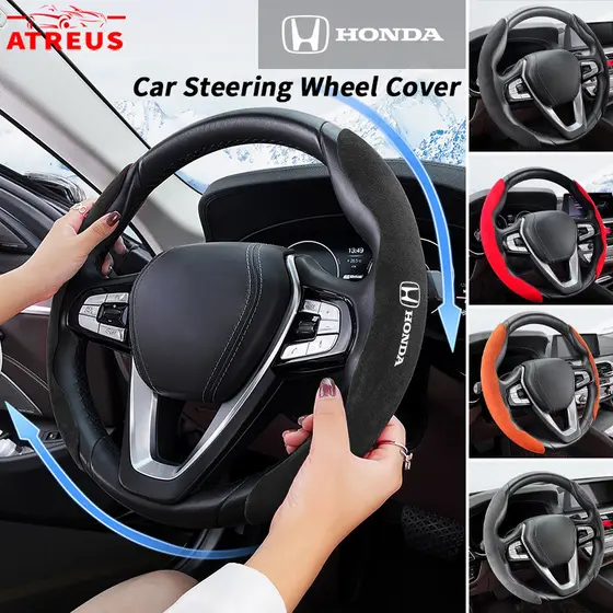 Capa protetora para volante Honda Camurça, capa antiderrapante para volante de carro, adequada para Fit City Hatch Hrv J