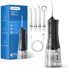 Irrigador Oral Operan Water Dental Flosser sem Fio, 300ML Recarregável com 4 Modos, Irrigadores Orais para Adultos, à Pr