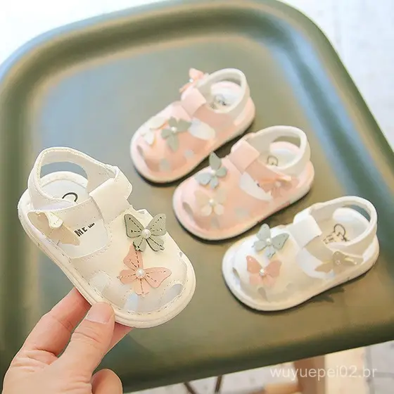 Bebê versão coreana sandálias de proteção para os pés 2023 verão bebê meninas sapatos 0-2 anos de idade meninas sola mac