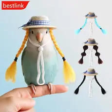 BESTLINK Chapéu De Palha Pequeno Para Animais De Estimação Com Tranças Boné Ajustável Hamster Periquito Calopsita Fofo F