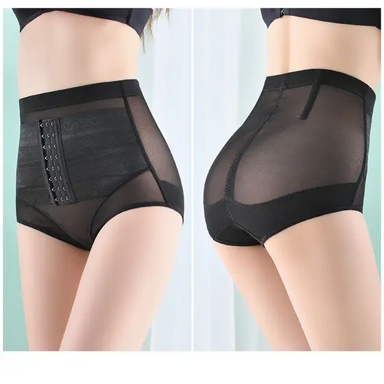 [Estoque pronto] Tamanho grande cintura média Breasted abotoado senhoras pós-parto pequena barriga moldar calças modelad