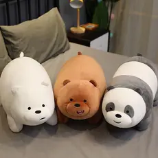 Urso de pelúcia de 25cm, três ursos nus, urso polar, panda deitado, animal de pelúcia macio, presente de aniversário