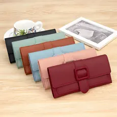Senhoras carteira longa moda simples Tri-fold titular do cartão multifuncional moeda bolsa embreagem Multi-cartão cartei