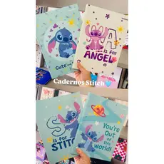 Caderno Brochura Grande Universitário 80fls Lilo & Stitch Capa Dura