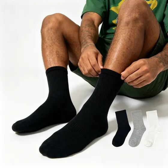 Kit5-10 Pares Meias Masculinas Cano Alto Respirável Anti-Odor Conforto Diário Esporte