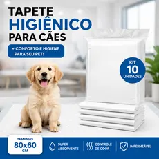 Kit 10 Tapetes Higiênicos Para Cachorro 80x60 Alta Absorção Antivazamento Controle de Odores