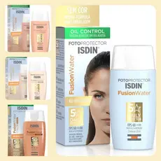 50ml Protetor Solar Facial Isdin Fotoprotector Fusion Water 5 Stars Escolha a Cor FPS60/FPS50 Proteção Diária Número 1