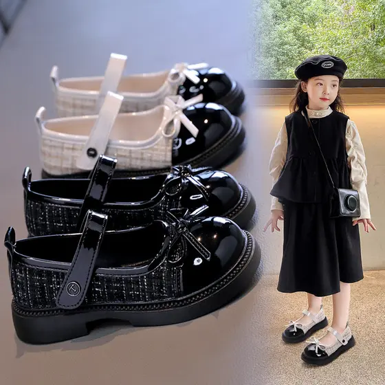 Xiaoxiang estilo meninas sapatos de couro pequenos 2026 novo estilo primavera outono sola macia crianças ervilhas sapato
