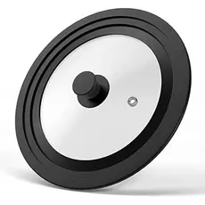 Tampa De Panela Universal-Cabe Em Panelas De 10 " , 11 " , 12 Vidro Temperado Com Borda E Alça De Silicone Resistente Ao