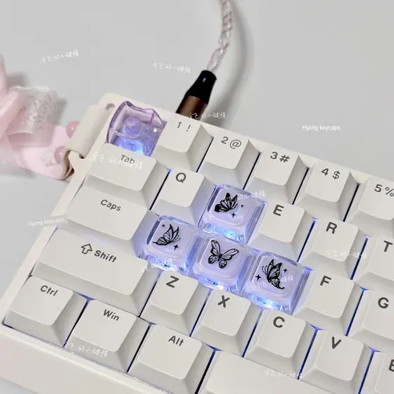 Keycap borboleta translúcido 4 bonito xda altura adequado eixo magnético/teclado mecânico wasd/para cima para baixo esqu