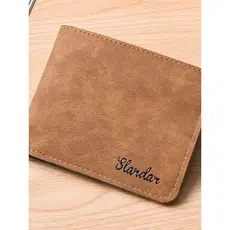 carteira masculina carteira masculina com ziper Carteira de parede masculina curta fina Retro fosco textura de couro gen