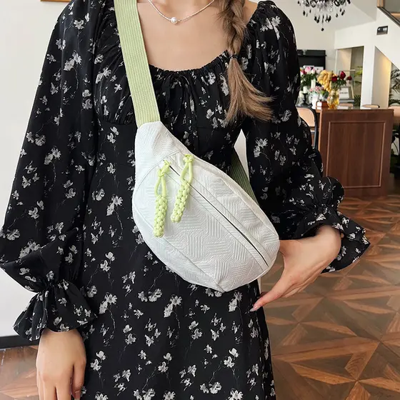 Saco de cintura feminino pequeno fresco ins estilo simples esportes saco de peito All-Match nicho saco do mensageiro est
