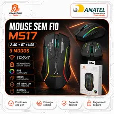 H'Maston MS17 Mouse Sem Fio Para Notebook Mouse Com Fio Mouse Gamer Sem Fio Mouse Sem Fio Recarregável Mouse Bluetooth