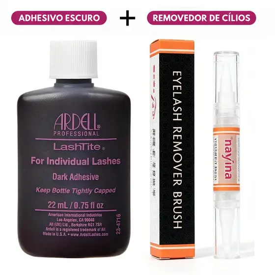 KIT Cola Profissional Para Cílios ARDELL,Navina Caneta Removedora De Cola Para Cílios Profissional Extensão