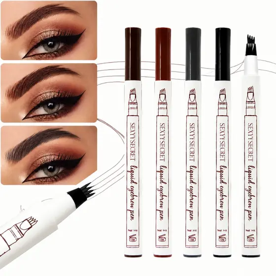 Caneta de sobrancelha Henna Microblading Fio a Fio À Prova D'Água Lápis com 4 Pontas Caneta Lapis Henna Efeito