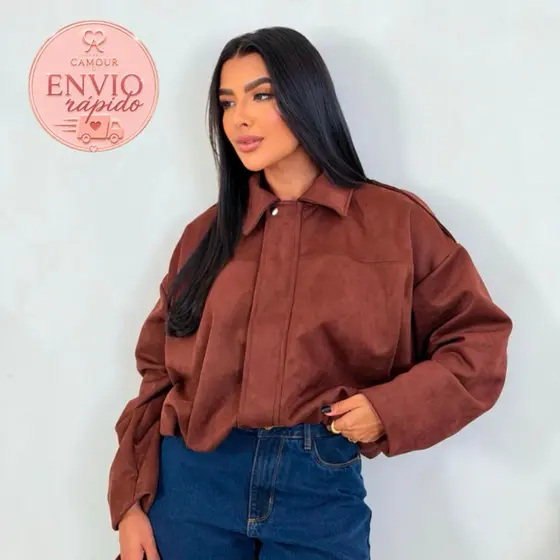 Jaqueta Bomber Feminina Suede Premium Moda Blogueira Inverno Outono Com Forro