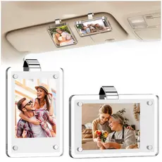 Suporte De Fotos De Carro De 2 Peças Para Viseira Solar, Mag/2 Ganchos/2 Verso adesivo