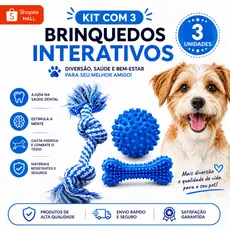 Brinquedos para Cachorro Kit 3 ITENS Completo | Corda de Algodão Resistente + Bola + Mordedor Texturizado