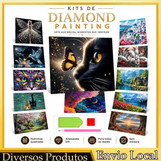 Diamond Painting Quadrado DIY Quadro Decorativo com Pedrinhas