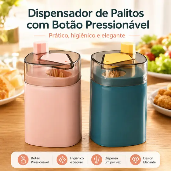 Paliteiro Automático Op-Up Design Moderno, Porta Palito Prático com Tampa, Presente para Casa, 2 Cores