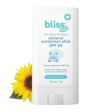 BlissBaby Protetor Solar Mineral em Bastão para o Rosto, SPF50, Óxido de Zinco, Sem Perfume, Hipoalergênico e Dermatolog