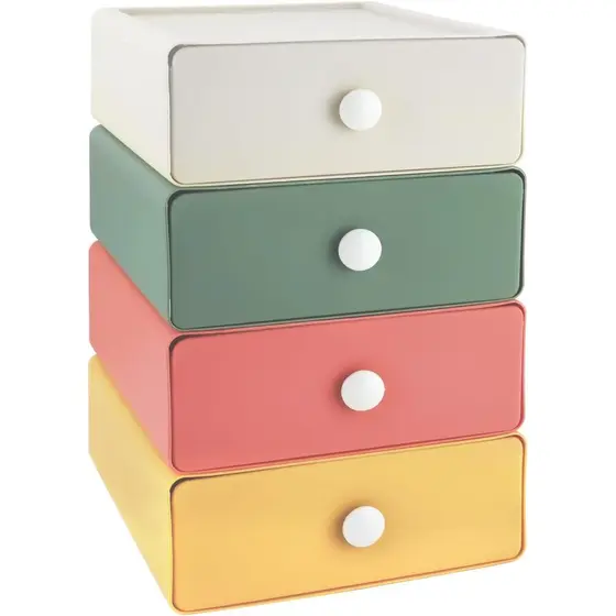 RETON 4 Gavetas de Armazenamento para Mesa, Organizador de Mesa Empilhável com Gavetas, Caixa de Armazenamento de Grande