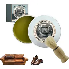Conjunto de Creme e Pincel para Reparação de Móveis de Couro – Restaurador de Cera para Sofás, Cadeiras e Superfícies de